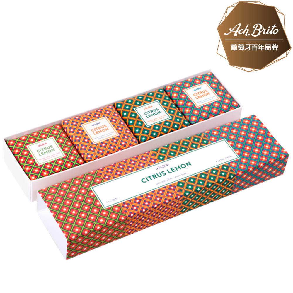 【Ach Brito 艾須•布里托】葡萄牙花磚藝術包裝柑橘檸檬香氛皂禮盒4x100g